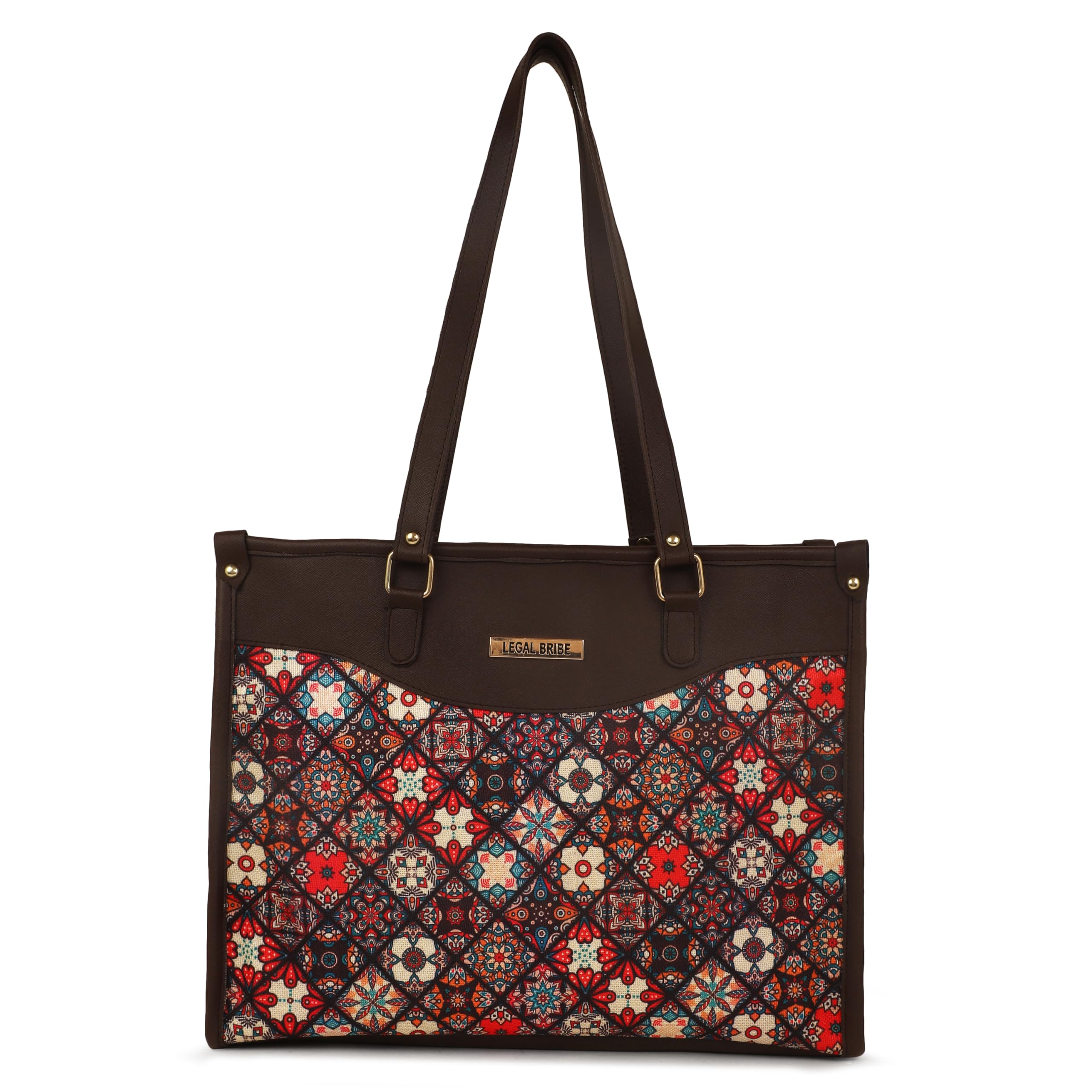 LEGAL BRIBE Printed Tote Bag (Red and Brown)