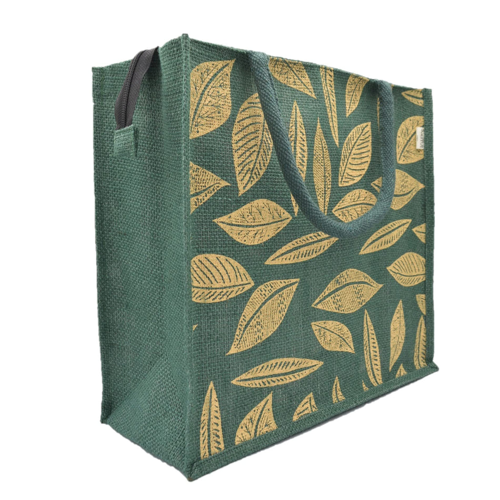 JUTEKA Printed Lunch, Office, Grocery, Picnic, Tote, Tiffin, Shopping, Jute Bag with Padded Cotton Handles