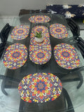 Table Mats Set of 6 with Table Runner - Non Slip, Heat Resistant, Jute Cotton Blend for Dining Room Decor (Multi) Kafalo
