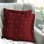 JDX Attractive Cushion Cover Set for Living Room and Sofa, 8047_Red - Velvet, 250Tc