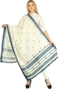 Exotic India Women's Shawl (SHY72-winter-white_Winter White_FS)