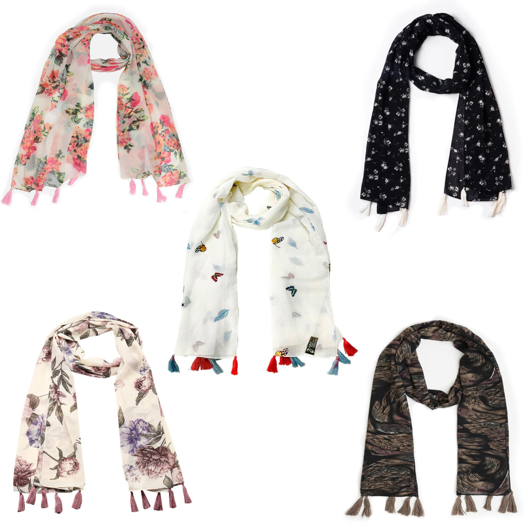 SAHIL SCARF Premium Multicolor Scarf Lightweight & Comfortable for All Seasons Combo of 5 (180x55cm)