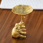 KridayKraft Metal Baby Elephant Trunkup Showpiece Dry Fruit Bowl Showpiece Silver Polish for Your Home,Office Table Decorative,Elephant Showpiece Bowl for Gift,Animal Figurines
