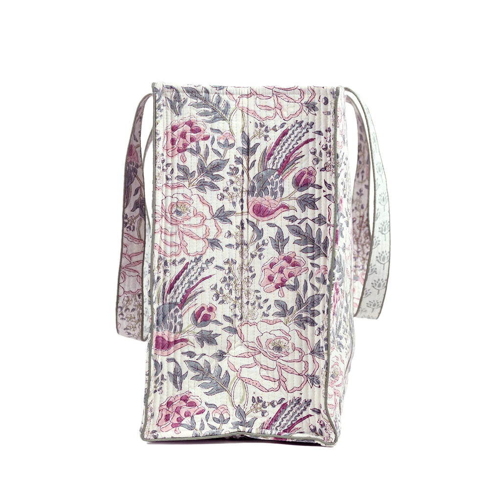 BLOCK N STYLE Women's Tote Bag | Double Handle Cotton Handblock Printed Bag | Multicolour