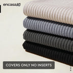 Encasa XO Corduroy Cushion Covers, Boho Pillow Covers, No Inserts Grey