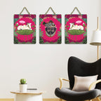 Artvibes Shrinath Ji & Cow Pichwai Art Decorative Wall Art MDF Wooden Wall Hanger for Living Room | Wall Accent | Sceneries | Wall Art Print | Graphic Artwork | Unique Gift Items (WH_96178N), Set of 3