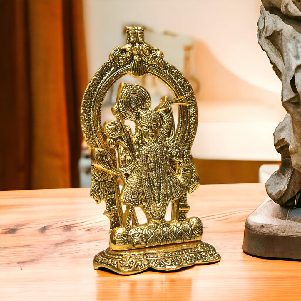 KridayKraft Aluminium Hindu God Sri Shrinathji Nathdwara Idol Sculpture Statue Murti,Dwarkadhish Idol for Puja