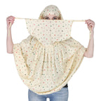 7 season's Cotton Long Scarf Cum Mask Universal Size Usable For Vehicle Driver For Sunlight UV Protection White Printed Design (Yellow Star - L) For Female