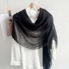 CrossKulture Crinkled PolyCotton Scarf for Women - 180 x 90 cm Stole for Women | PolyCotton Scarf for Summers, Head Cover for Women | Lightweight Scarf for Women | Women Accessory (Black)