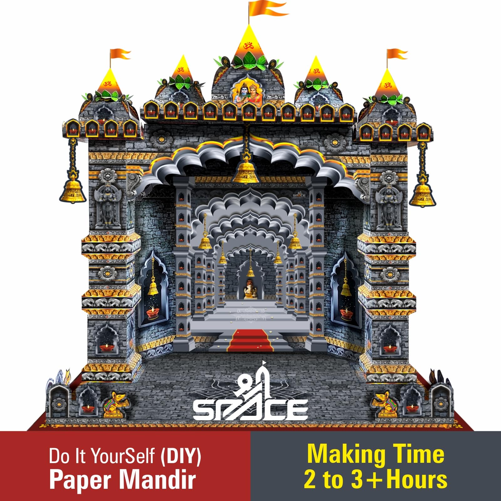 Shree Space SM1 MAKHAR Decoration | DIY Paper 3D Temple Decorations | for All Festivals | eco-Friendly | Ganesh Jayanti | Ganesh Puja | Maghi Ganeshotsav |
