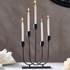 TIED RIBBONS Candle Holder Candlestick Holder Pillar Candle Stand for Home Decoration Dinner Table 5 Arms (Iron, 29.2 cm x 20.3 cm) - Decorations Items for Home Office Gifts Item