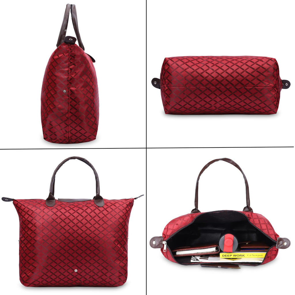 NFI essentials Shopping Tote Bag Foldable Handbag Travel Bag for Women & Girls Shoulder Waterproof Carry Bag for Grocery & Daily Use
