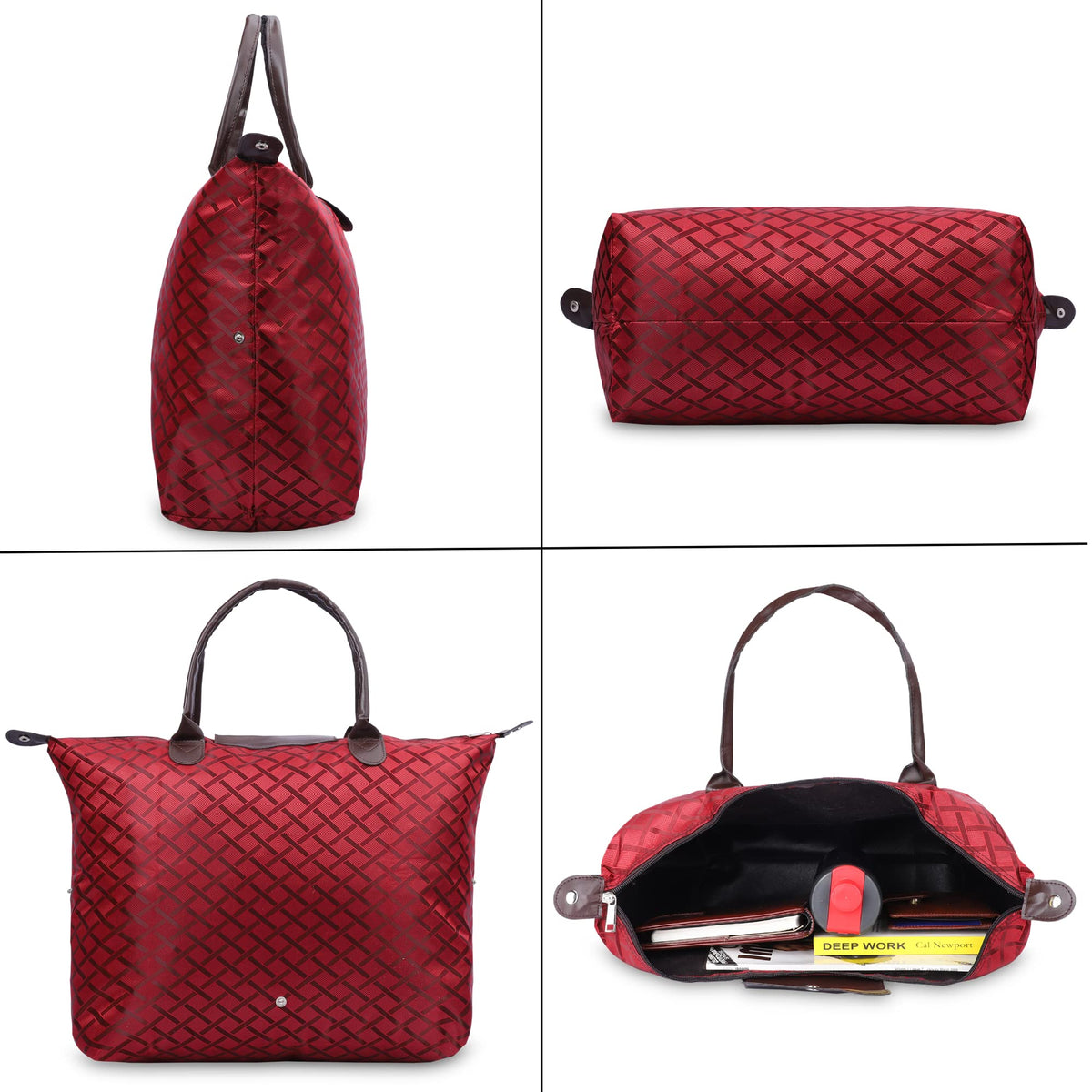 NFI essentials Shopping Tote Bag Foldable Handbag Travel Bag for Women & Girls Shoulder Waterproof Carry Bag for Grocery & Daily Use