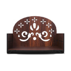Life TIME Engineered Wood Hand Crafted Ganesh Ji Pattern Home Temple for Puja Temple for Home and Office l Puja Stand l Wall Mandir for Home, Designer Wooden Shelve, Prayer Shelve (Brown) (Pack of 1)