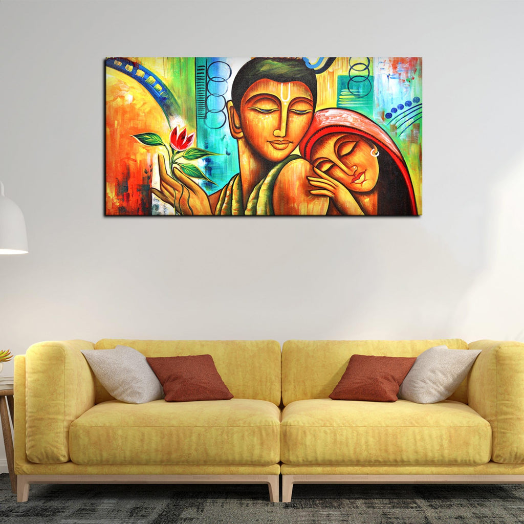 VIBECRAFTS Canvas Paintings for Living Room Drawing Room Canvas Wall Painting of Beautiful Colorful Trees for Home|Office|Gift(PTVCH_2397NV)(48 x 24 Inches)