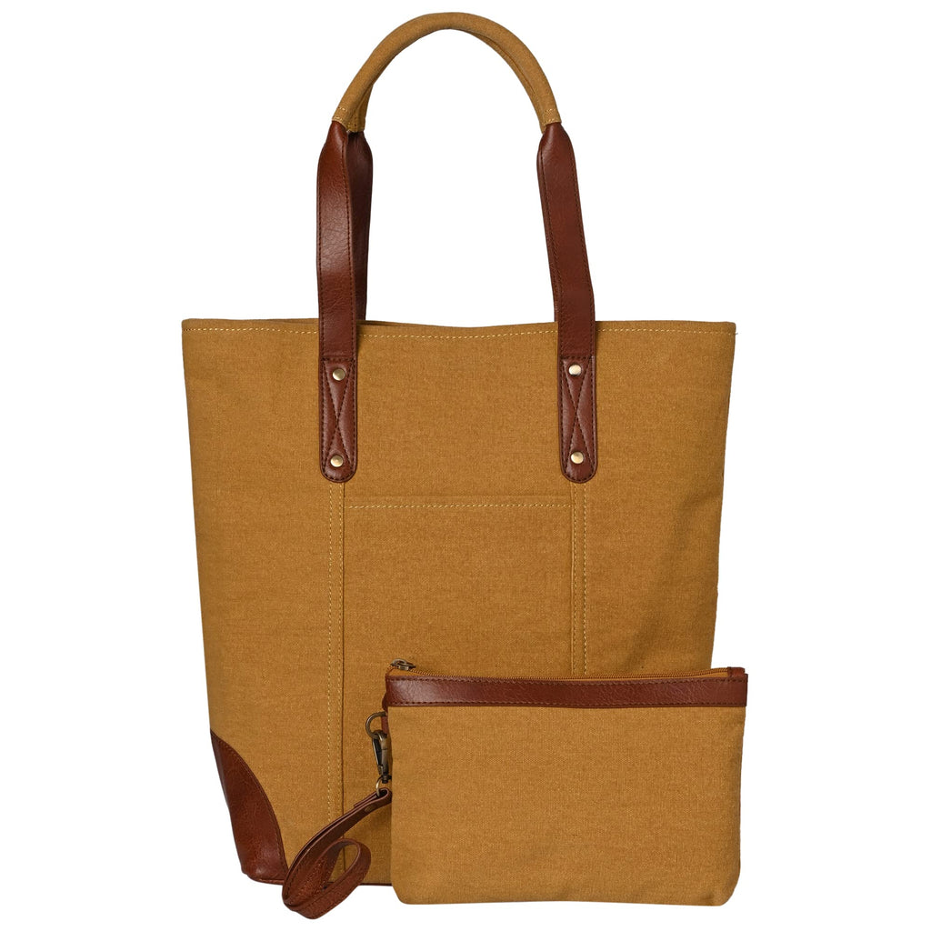 Mona B Canvas Tote Handbag for Women with Pouch perfect for Travel, College and office Use - Mustard