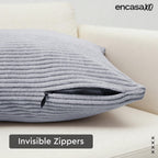 Encasa XO Corduroy Cushion Covers, No Inserts, Set of 2, Blue Grey