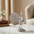 KridayKraft Peacock Metal Statue Idol Decorative Showpiece Feng Shui As Table Top Figurine for Living Room Bedroom Home Office Décor for Decoration & Gifting Purpose (Silver)