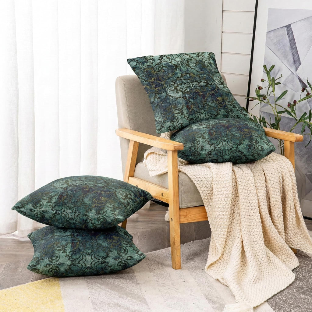 ishro home Premium Cushion Cover 18 inch x 18 inch | Luxury European Mosha Fabric | Love at First Sight Designs | Hidden Zipper | Machine Washable, Non- Fading | (4, Shahi Marrakech, 18 x 18 Inches)