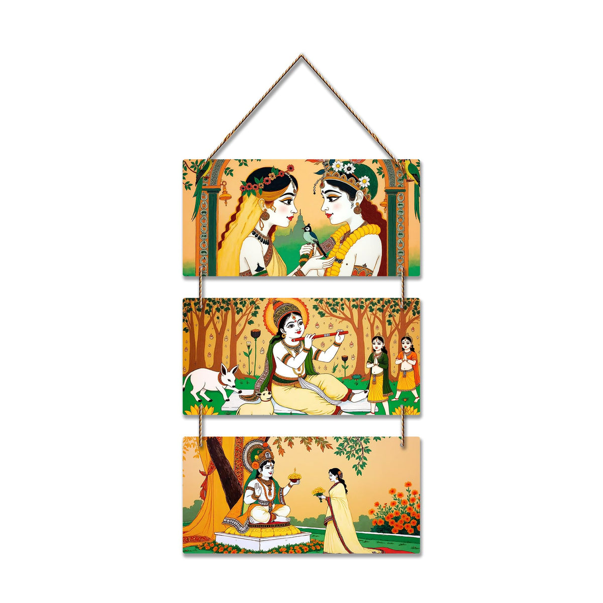 Artvibes Traditional Radha Krishna Wooden Wall Hanger for Home Temple Decor | Spiritual Decor Items | Wall Sculpture | Signs & Plaques | Artwork| Stylish Modern Decor Item | Gift Items (WH_9423N)