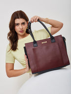Fargo Amara Vegan Leather Tote Bag for Women | Laptop Compartment, RFID Pockets, YKK Zipper, Large Office Handbag | Shoulder Bag for College & Daily Use | Made in India (Maroon)