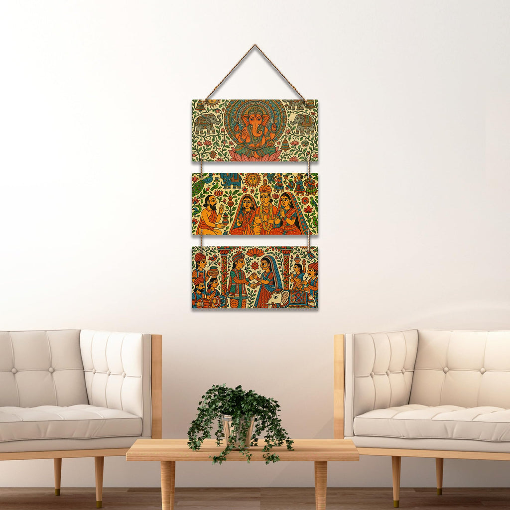 Artvibes Divine Indian Religious Art Wooden Wall Hanger for Home Decor | Living Room | Office | Wall Art Painting For Hall | Graphic Artwork | Aesthetic Wooden Decor | Unique Gift Items (WH_9431N)