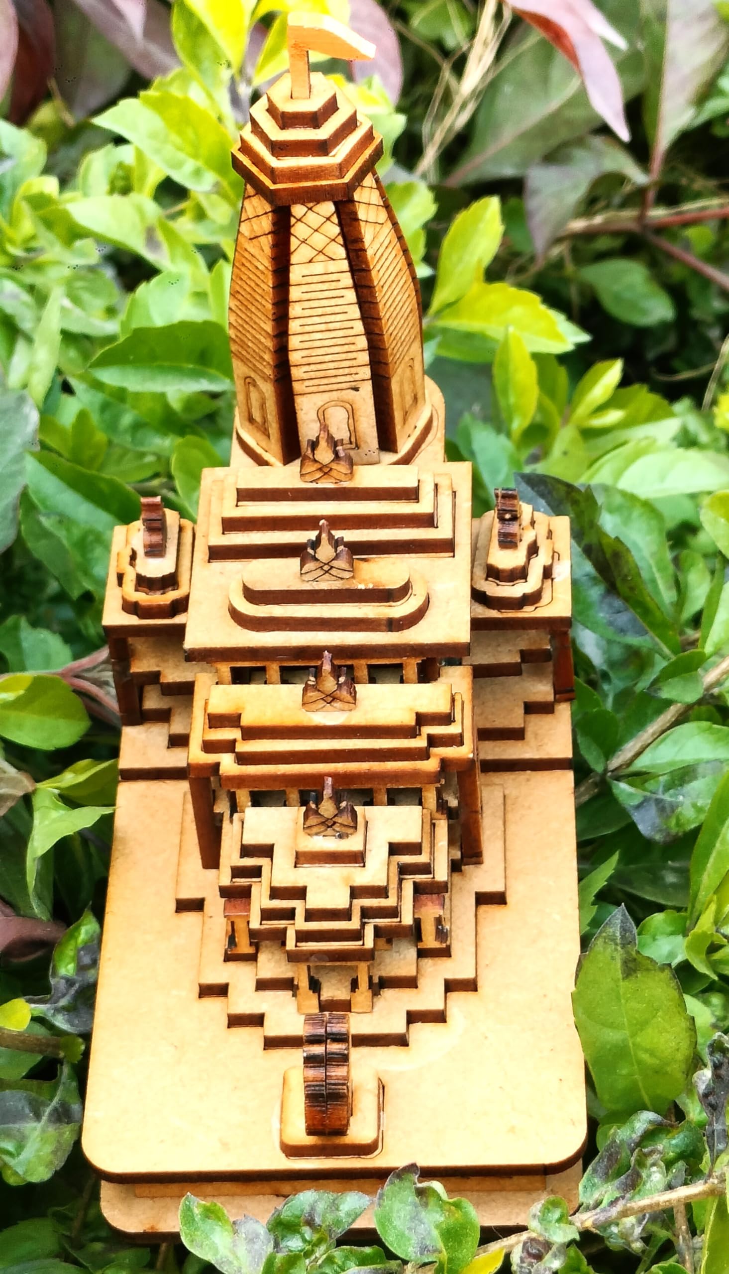 A & S VENTURES Pine Wood Ram Mandir Ayodhya Replica Ideal for Home Decor and Pooja
