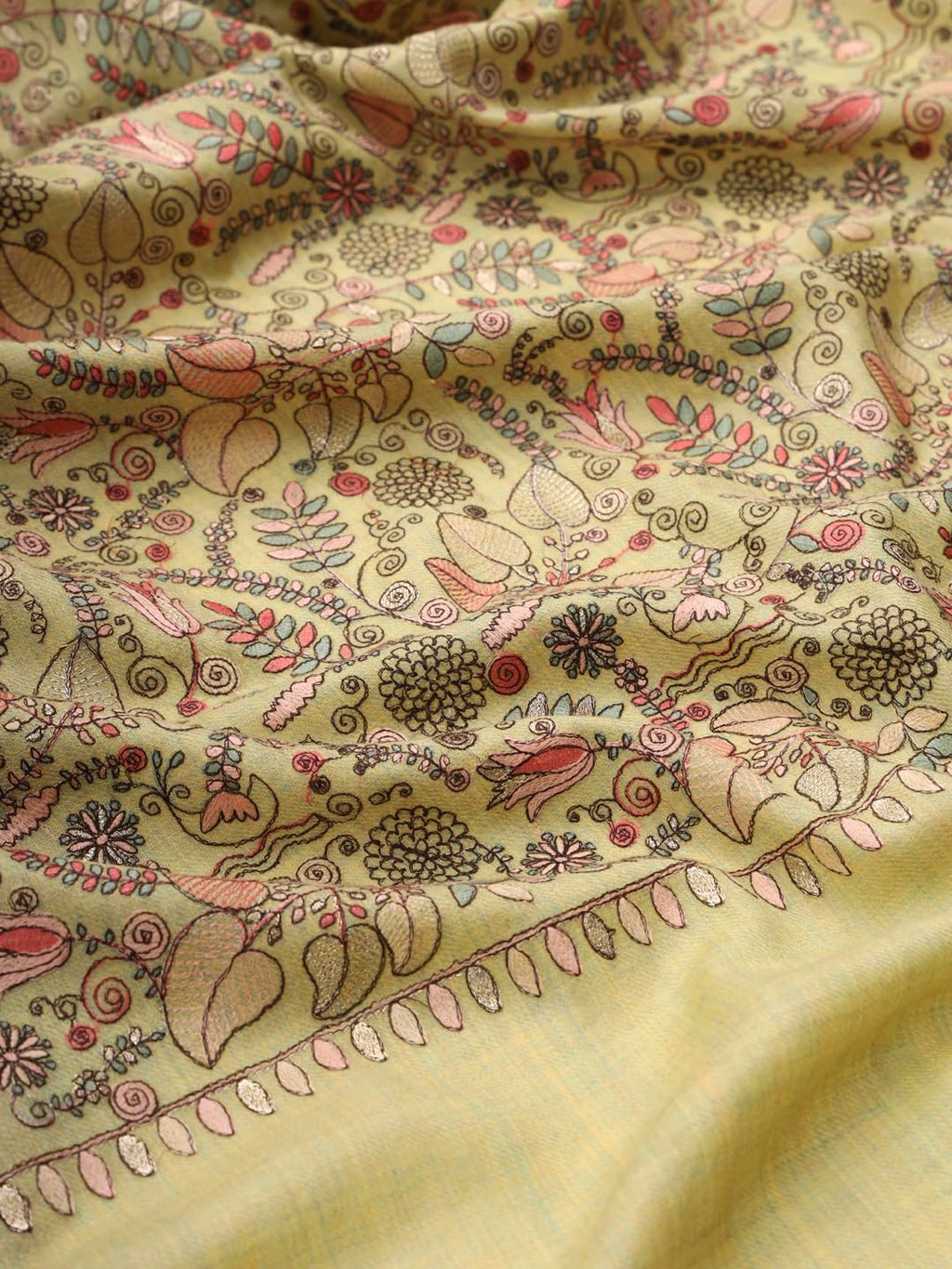 Pashmoda Women Gilkaari Pure Wool Embroidered Shawl (Size 101X203 CM)