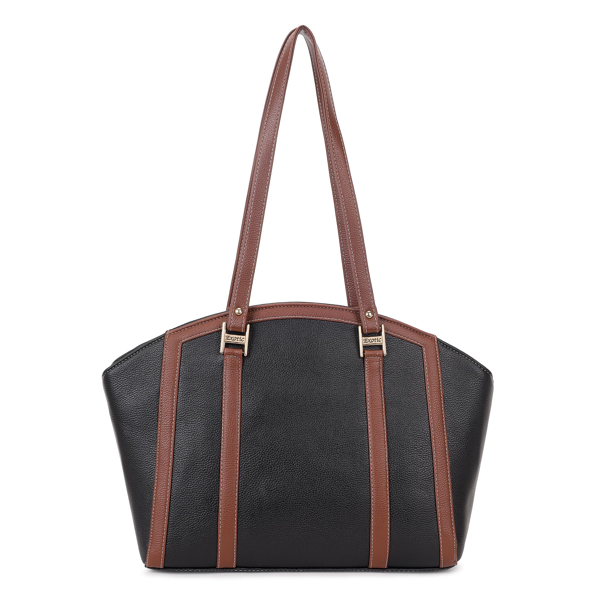 EXOTIC Shoulder Handbag for Women, Classic Fashion Design with Contrast Stitching (Black)