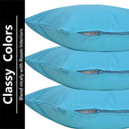 Yellow Weaves Cotton 250 TC Canvas Decorative Cushion Covers, (24 X 24 Inches), Set Of 5, Sky Blue