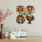 Artvibes Traditional Animal Decorative Wall Hanging Ornaments | Graphic Artwork | Door Decoration Items | Paintings For Wall | Wall Illustrations | Handcrafted Art | Gift Items (WH_8455N), Set of 4