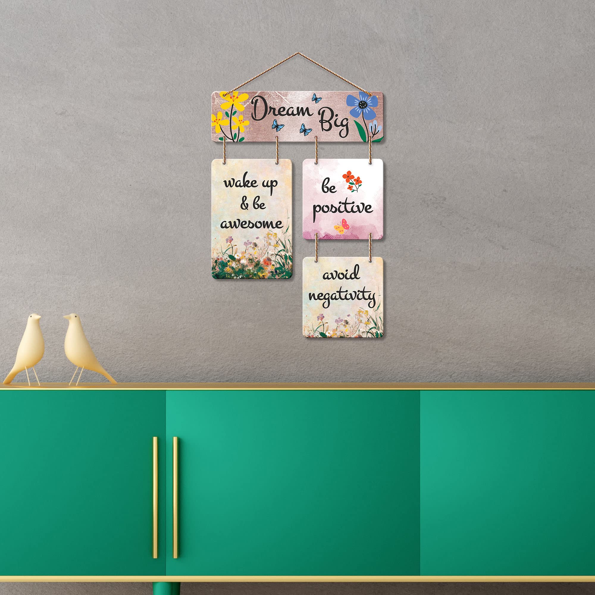 Artvibes Dream Big Wake Up & Be Awesome MDF Wall Hanger | Quotes Decor Item | Motivational Wall Decor | Wall Accent | Graphic Art | Gift Items | Office Wall Decoration Items (WH_6518N)