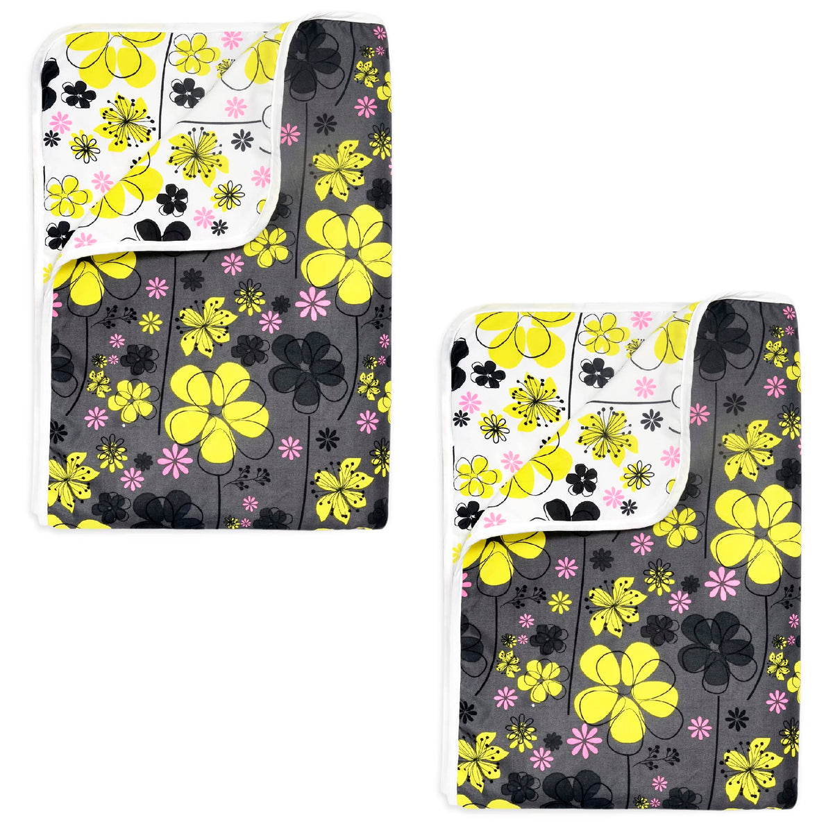 Divine Casa Polyester All-Weather 120 GSM Printed Lightweight Reversible Design Set of 2 Single Bed AC Dohar Blanket - Black and Yellow| TC - 120 Kafalo