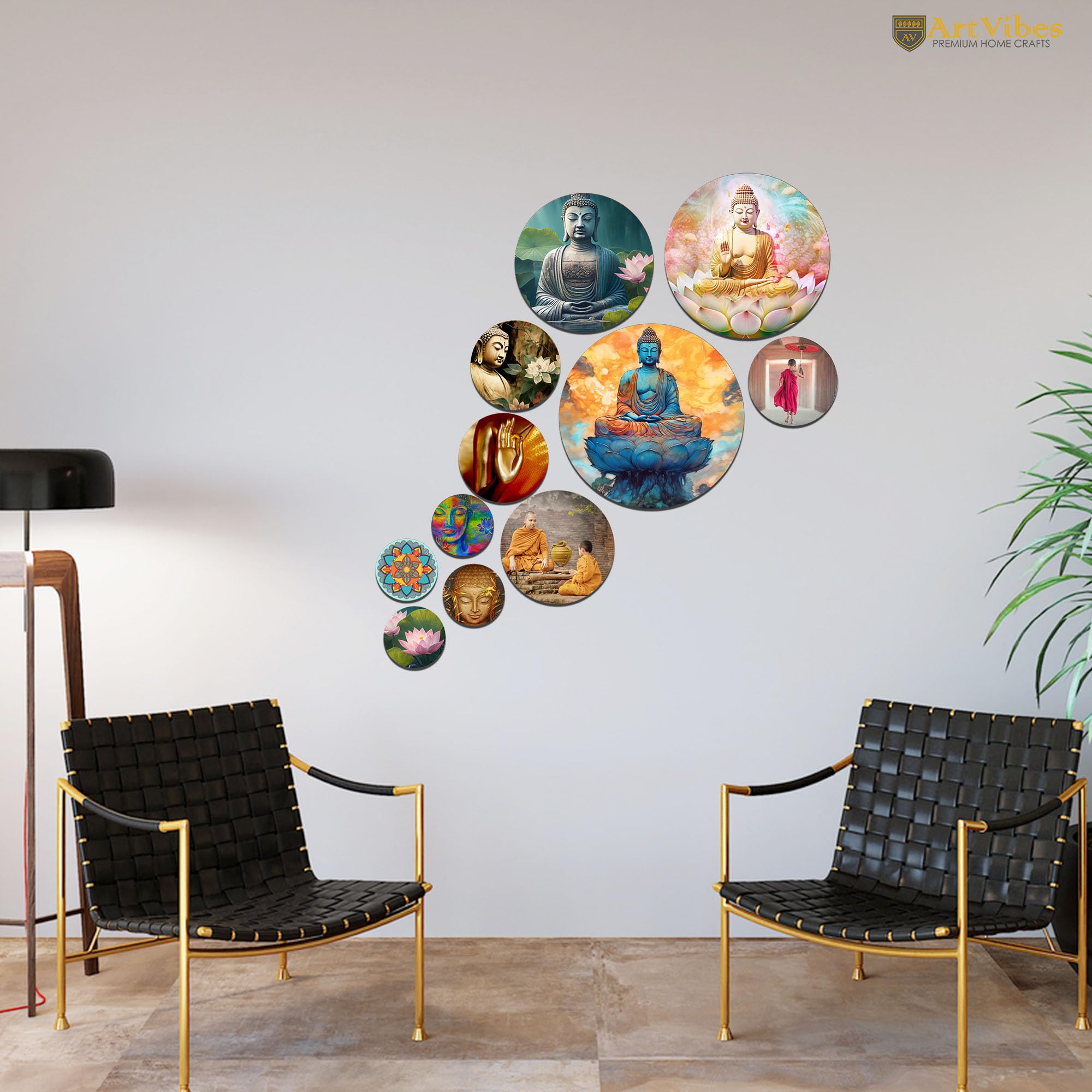 Artvibes Decorative Wooden Wall Hanging Decoration Item for Home | Office | Gift | Decor Art | Livingroom, Bedroom | Stylish Modern Artwork (WPS_137N) Pack of 11 Pieces