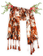 Chandwasia Viscose Tie-Dye Neck Scarf for Men & Women | Lightweight All-Season Stole & Shawl | Soft, Breathable Hair, Head & Neck Scarf for Women & Girls - Orange, Free Size