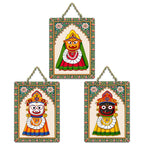 Artvibes Jagannath Balabhadra Subhadra Decorative Wall Art MDF Wooden Wall Hanger for Home | Art For Wall | Door Decoration Items | Wall Poster | Paintings For Wall | Unique Gift (WH_96165N), Set of 3