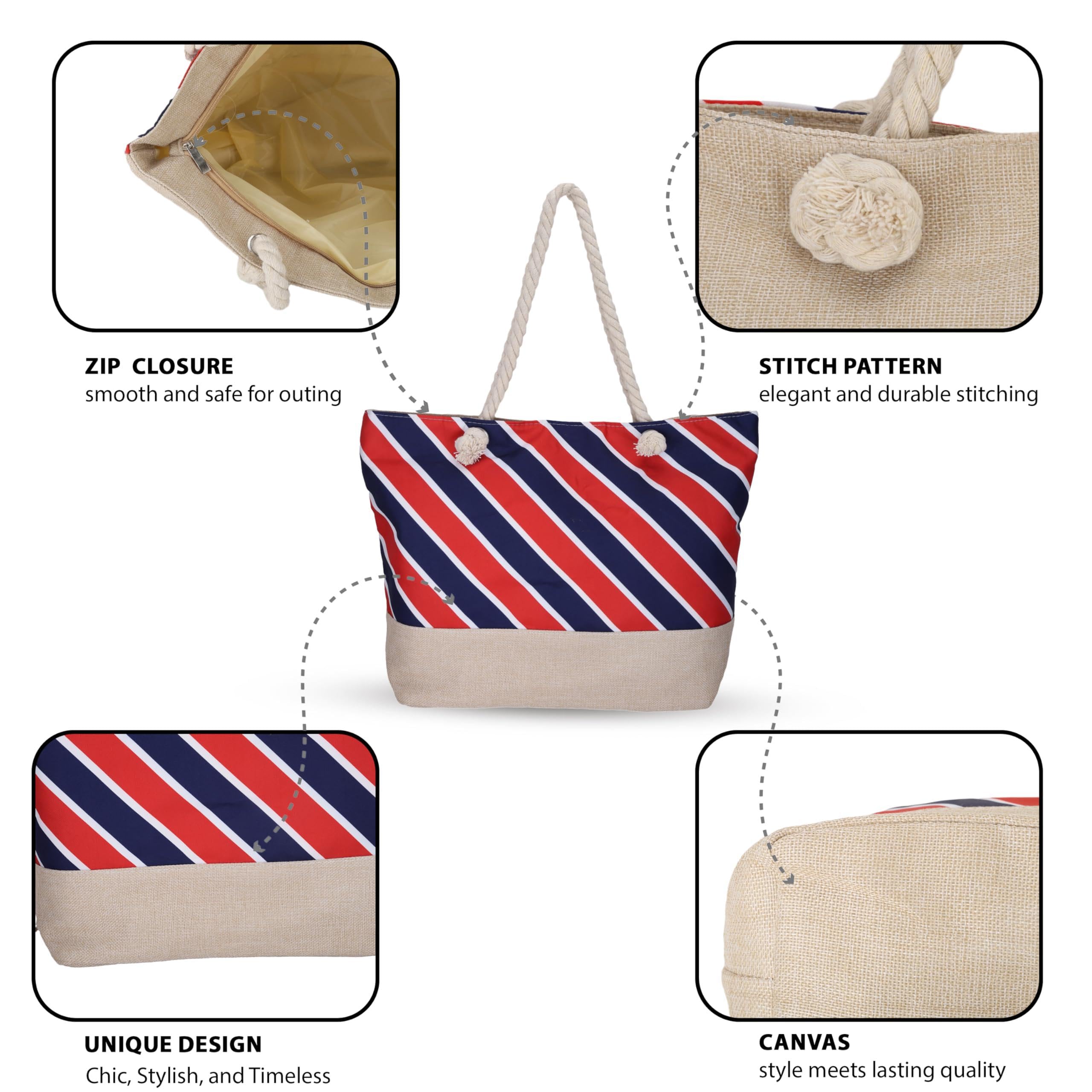 SIBY Tote Bag - Canvas Rope Handle Bag with Zipper Closure, Spacious Interior Pocket - Modern Style, Ideal for All Occasions