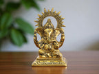 KridayKraft Metal Ganesha Idols ganpati Decoration Setup for Home Statue, 15 cm Height, 9.5 cm Width, 330 gm, Religious Hindu Idol