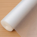 Tusmad Waterproof Anti-Slip Shelf Liner Roll – Washable Fridge Mat for Kitchen Cabinets, Drawers, Table, Wardrobe – Durable, Non-Slip & Moisture-Proof EVA Mat (Diamond Clear Mat, 45 CM X 3 M ROLL) Kafalo