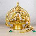Artvarko Brass Gajlaxmi Elephant Diya Chain Wall Hanging Idol for Pooja Oil Deepam for Home Decor Puja Decorative Deepak Temple Gift Decor 33 Inch