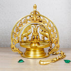 Artvarko Brass Gajlaxmi Elephant Diya Chain Wall Hanging Idol for Pooja Oil Deepam for Home Decor Puja Decorative Deepak Temple Gift Decor 33 Inch
