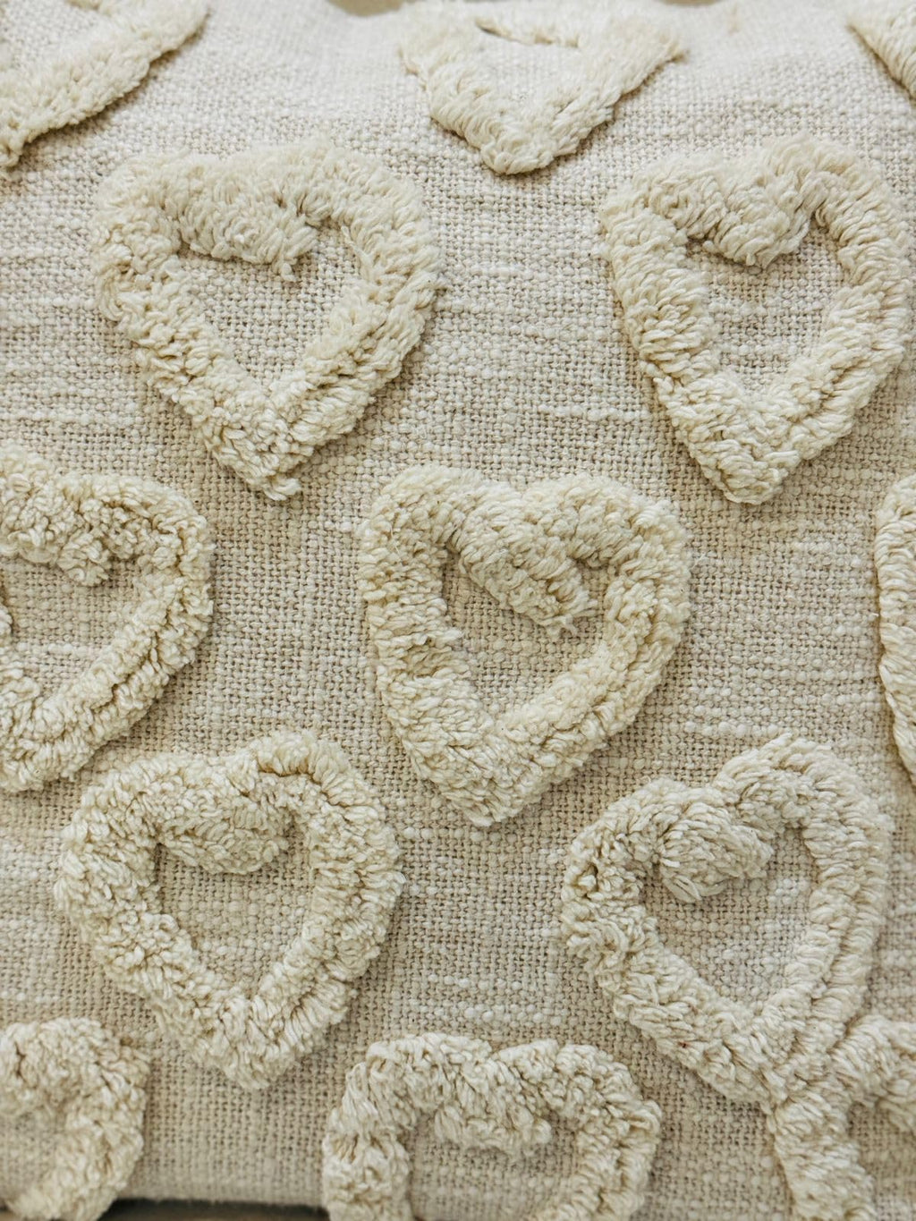 Furnistitchs Premium Decorative Throw Cushion Pillow Cover Boho Home Decor - Living Room Bedroom Couch Sofa Cushion Covers 16 inch x 16 inch (2, Cream Hearts)