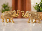 KridayKraft Metal Elephant Statue Small Size Gold Polish 2 pcs Set for Your Home,Office Table Decorative & Gift Article,Animal Showpiece Figurines...