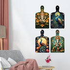 Artvibes Lord Ganeshji & Peacock Divine Modern Art Auspicious Wooden Art Work Wall Hanging | Spiritual Decor Items | Wall Illustrations| Stylish Modern Decor Item | Ideal Gifts (WH_5637N), Set of 4