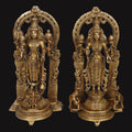 ARTVARKO Big Pure Brass Laxmi Narayana Murti for Home Puja Handmade Standing Lakshmi Vishnu Idol Gold Height 16 Inch