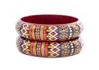 Swara Creations Traditional Handmade Multicolor Wooden Bangle set for Women and Girls(2pcs)(2-6)| Perfect for Daily and Office use