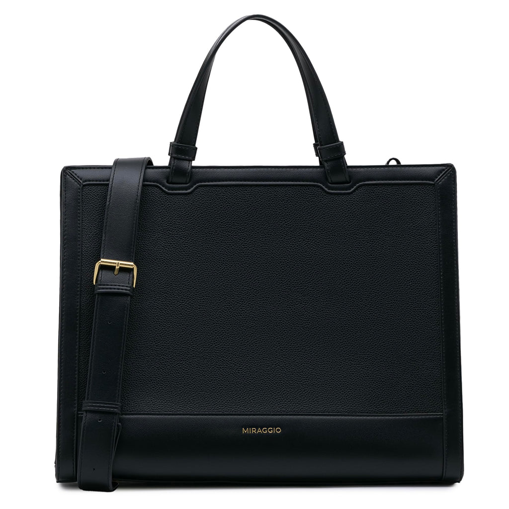 Miraggio Rebecca Tote Bag | Fits Upto 14 Inches Laptop With Adjustable & Detachable Strap | Office Tote Bag For Women Big Totes For Work & Travel (Black)