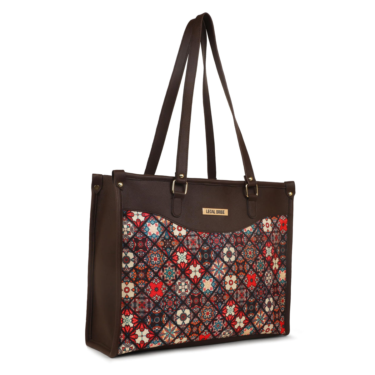 LEGAL BRIBE Printed Tote Bag (Red and Brown)