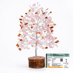Axilla Natural Rose Quartz Crystal Tree with Wooden Base | Heart Chakra Healing Pink Stone Tree of Life | Feng Shui Romantic Room Decor & Positive Energy Good Luck Gift for Couples