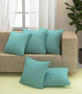 Yellow Weaves Cotton 250 TC Canvas Decorative Cushion Covers, (24 X 24 Inches), Set Of 5, Powder Blue